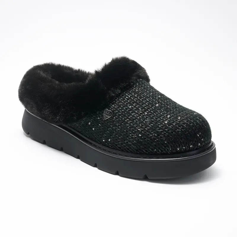 Metallic Sweater Knit Slippers