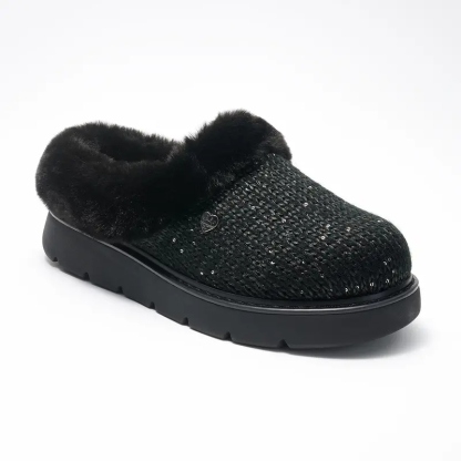 Metallic Sweater Knit Slippers