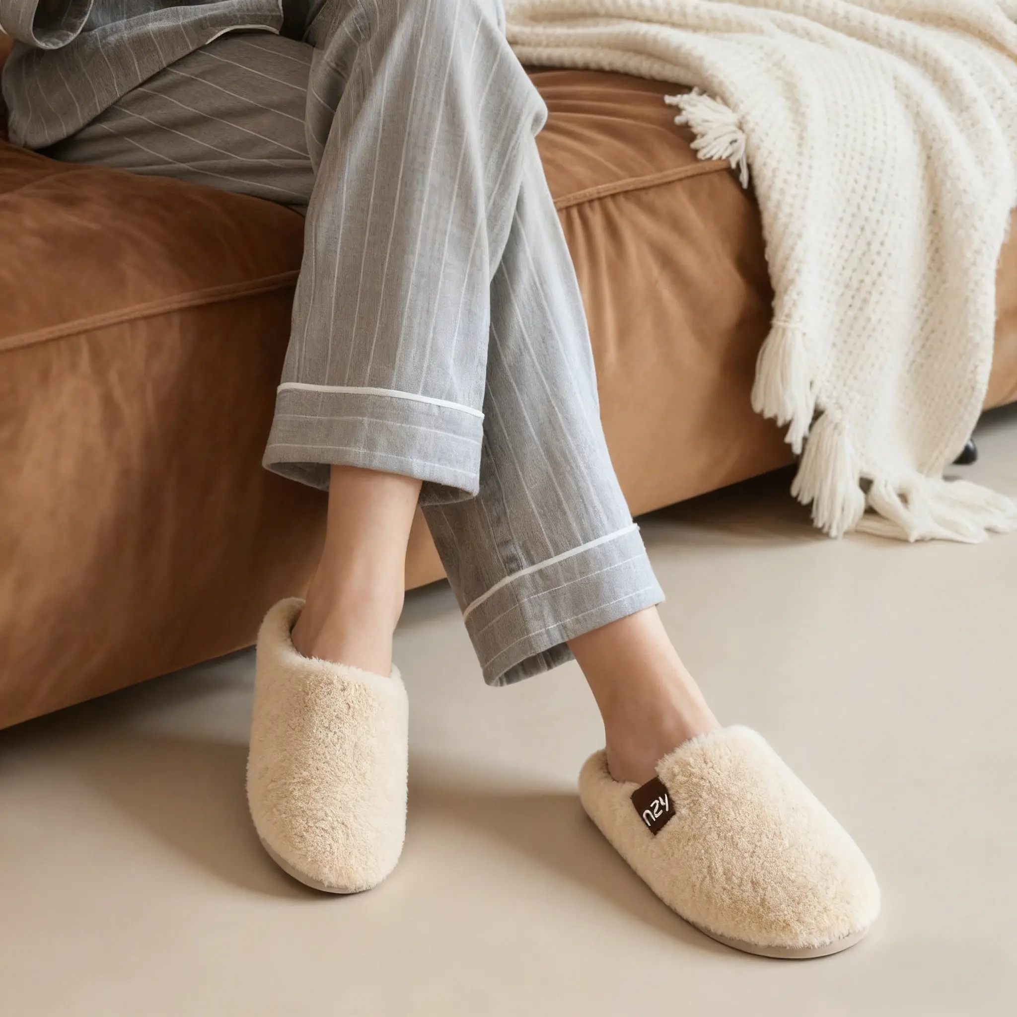 Women's Fuzzy Slip on Slippers