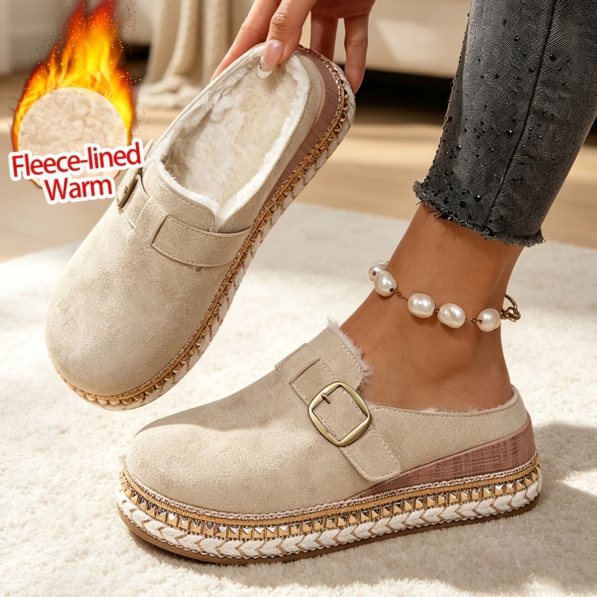 Women's Synthetic Velvet Upper Wedge Sandals