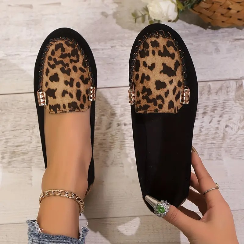 Women's Leopard Print Patchwork Loafers
