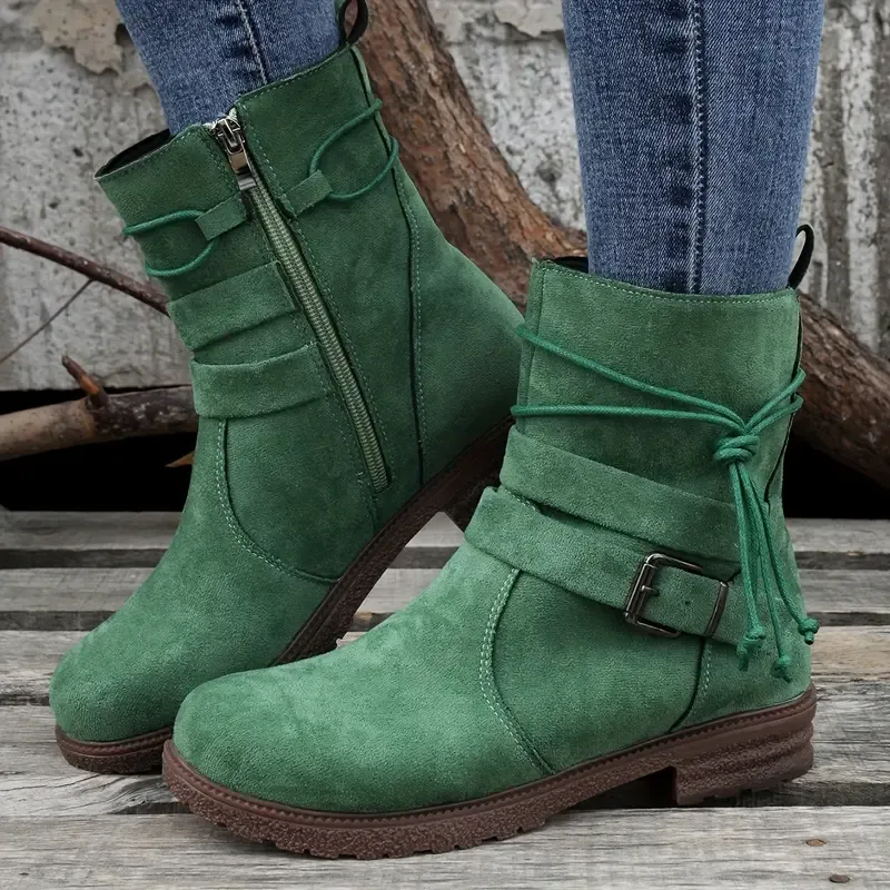 Women's Buckle Strap Decor Boots