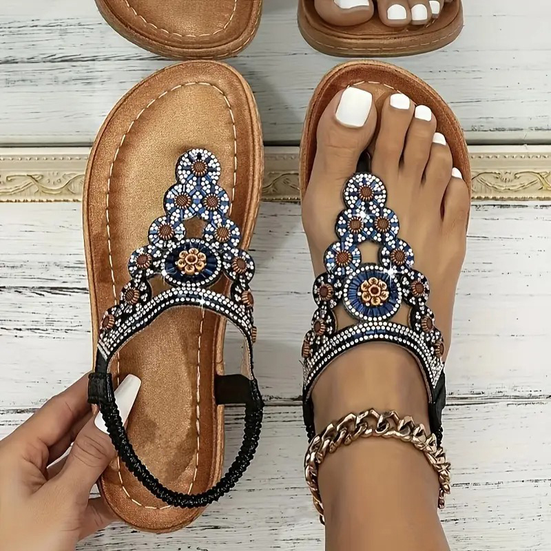 Floral Embellished Flat Sandals