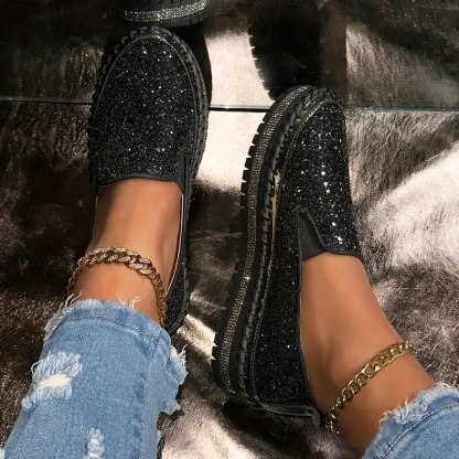 Women's Elegant Sequin Slip-On Loafers