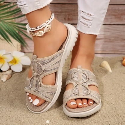 Womens Solid Color Fashion Slides