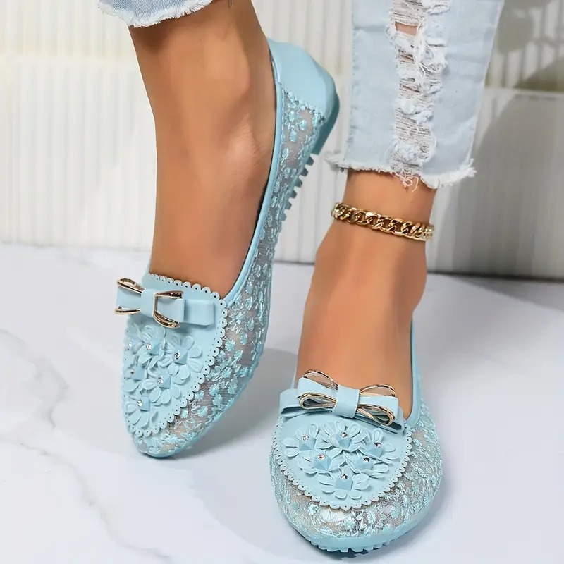 Women's Stylish Floral Mesh Flats