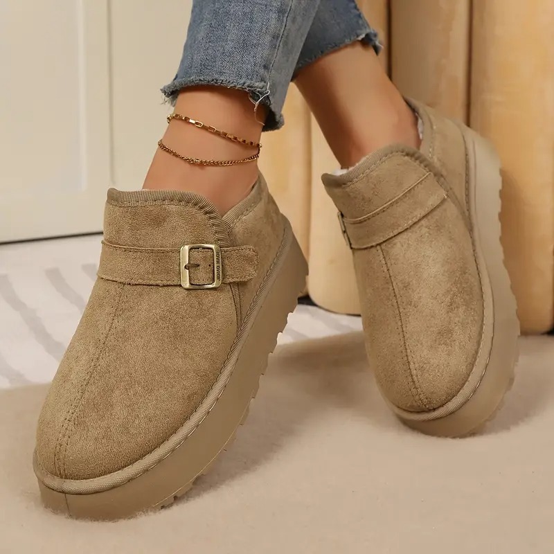 Women's Buckle Strap Winter Boots