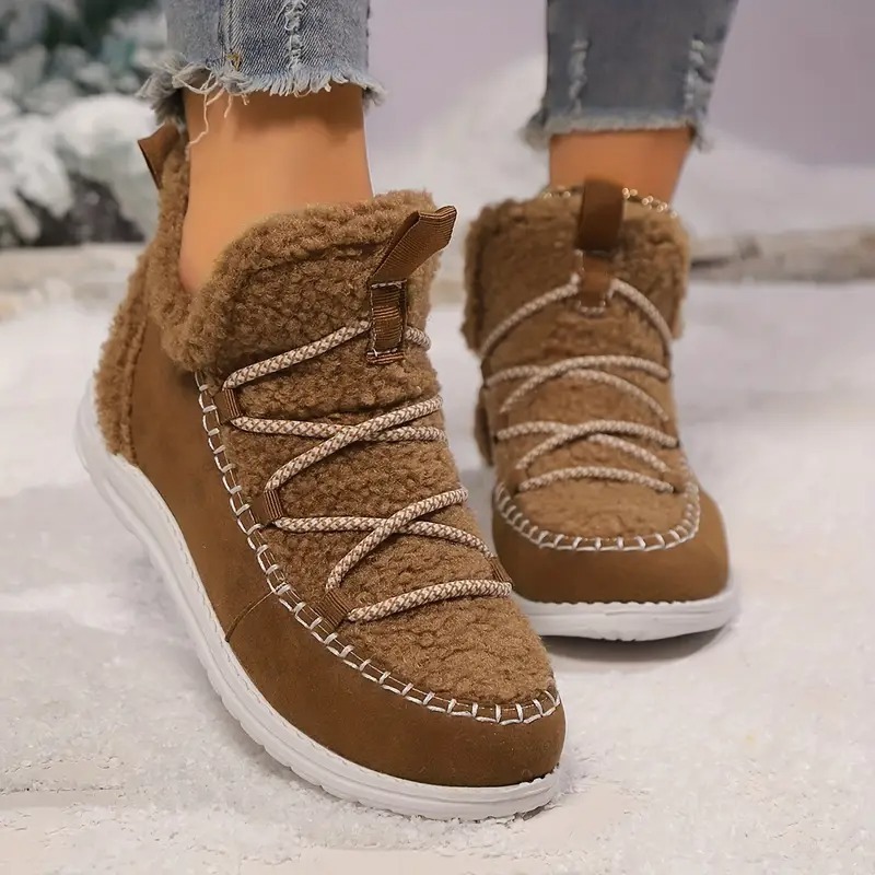 Women's Fluffy Plush Patchwork Boots