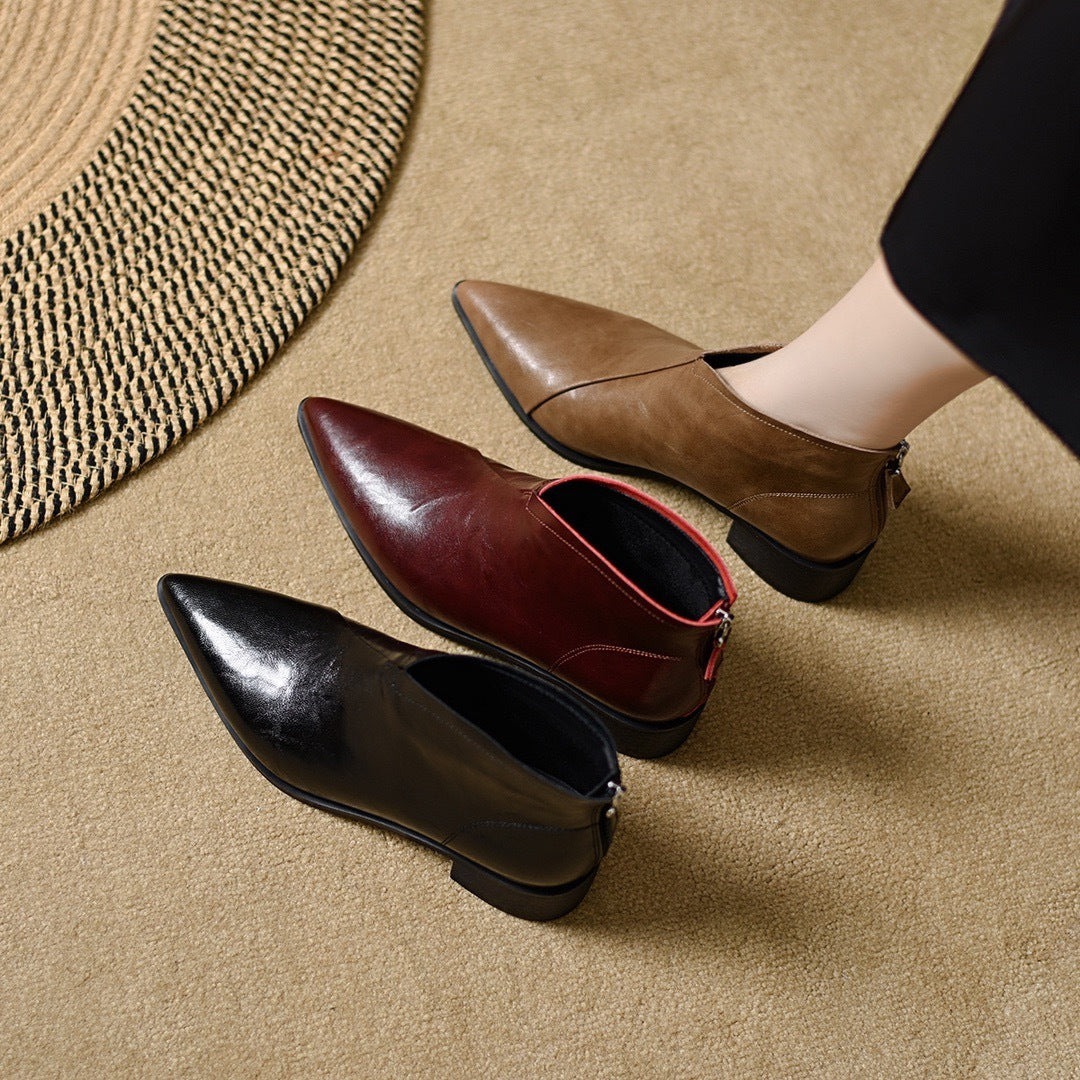 Women's Sexy V-cut Leather Ankle Boots