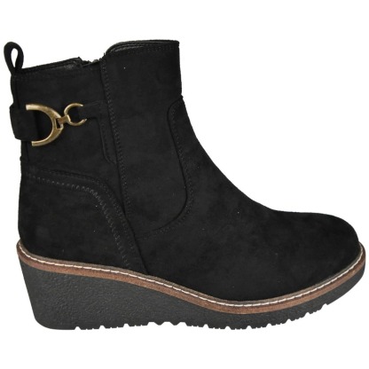 Faux Suede Zip Warm Lined Grip Ankle Boots