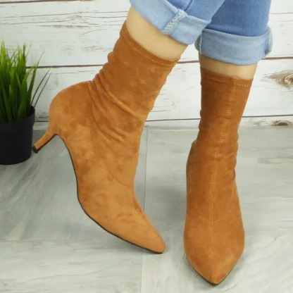 Women's Pointed Toe Kitten Heel Boots