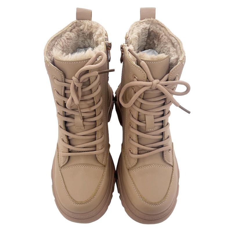 Women's Chunky Lace Up Flat Ankle Boots