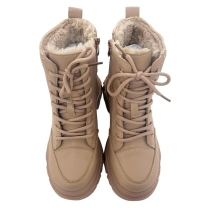 Women's Chunky Lace Up Flat Ankle Boots