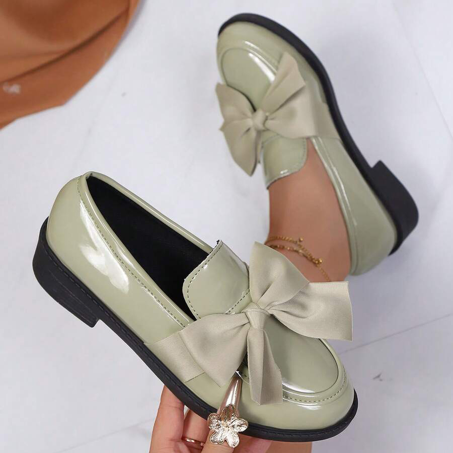 Women's Bow Round Toe Slip-On Loafers