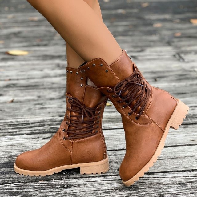 Women's Mid Calf Boots Vintage Ankle Boots
