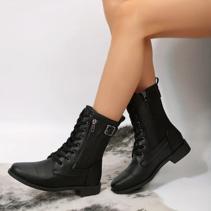 Women's Retro Flat Combat Boots