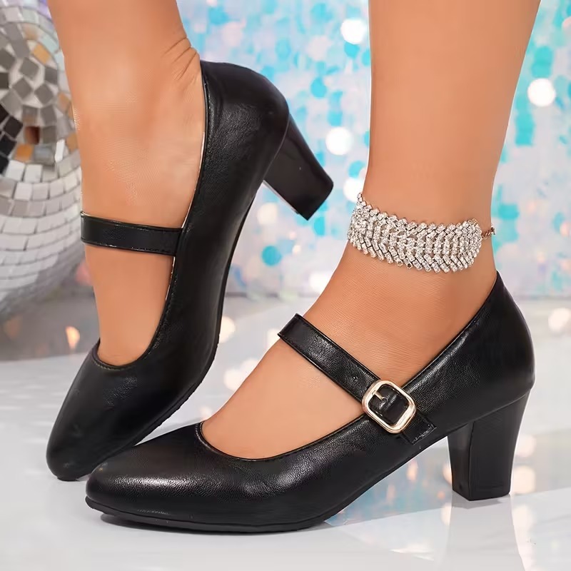 Women's French Style Buckle Mary Jane Shoes