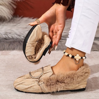 Women's Elegant Moccasin Plush Slippers