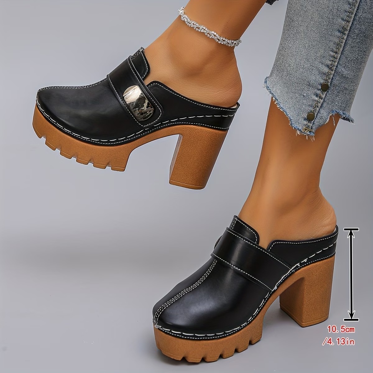 Women's Versatile Slip-On Heeled Sandals