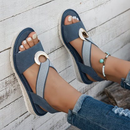 Women's Metal Buckle Flat Sandals