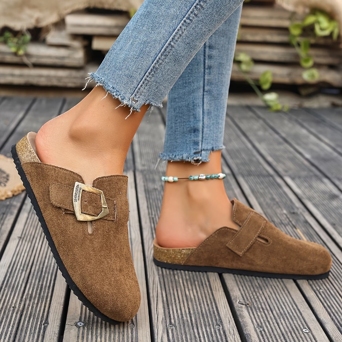 Women's Vintage Copper Buckle Loafers