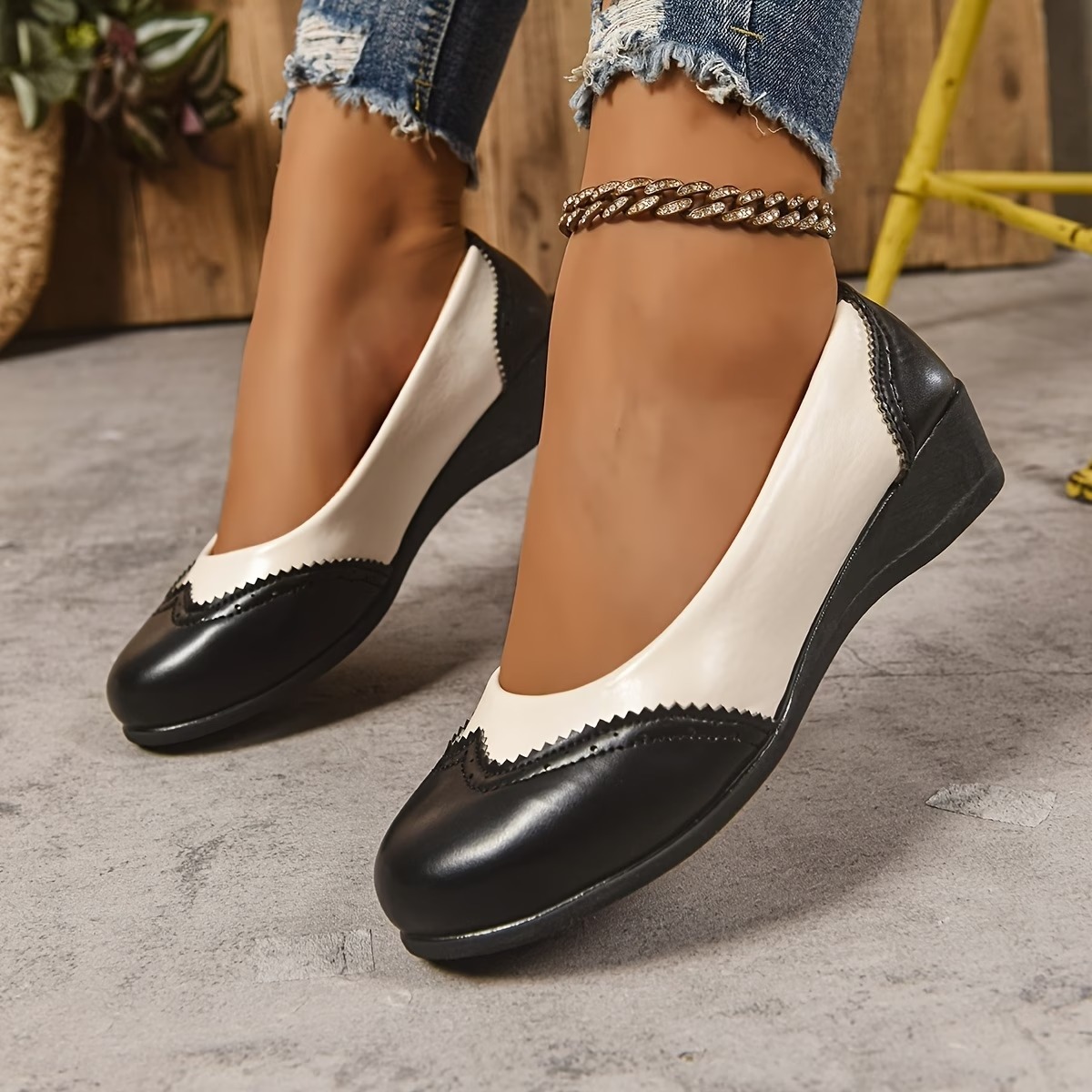 Women's Color Block Wedge Loafers