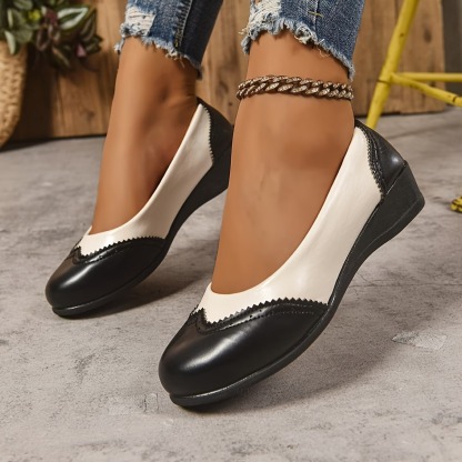 Women's Color Block Wedge Loafers