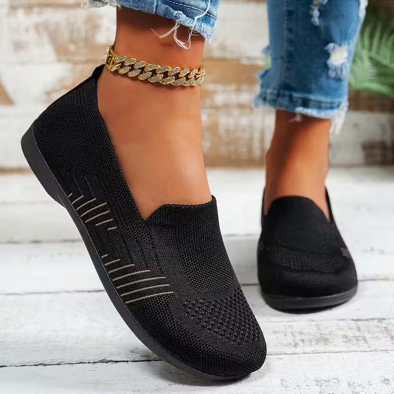 Women's Striped Mesh Flats