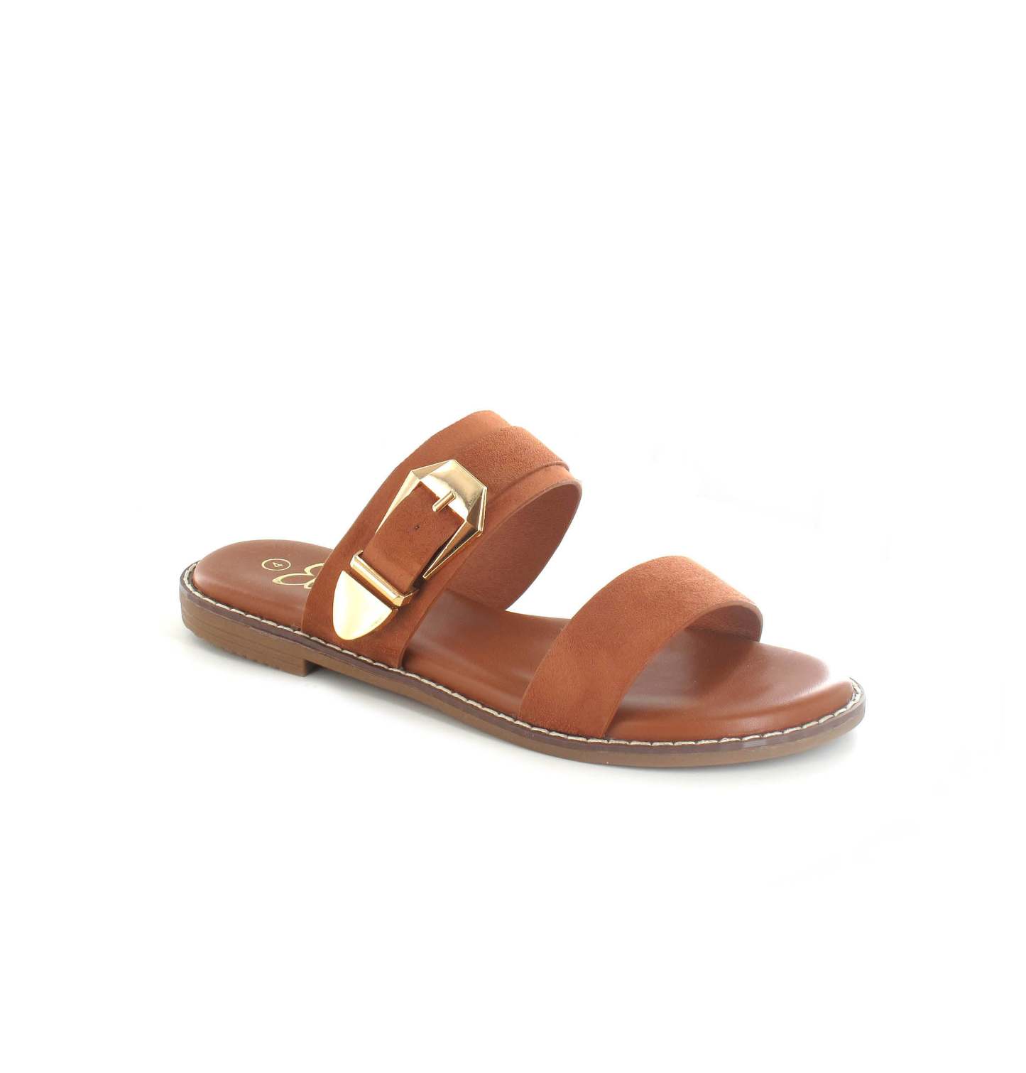 Buckled Flat Open Toe Slip-On Sandal