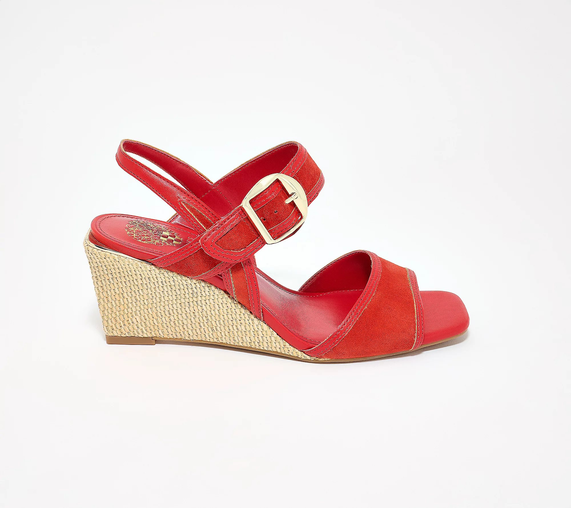Leather Raffia Slingback Wedges