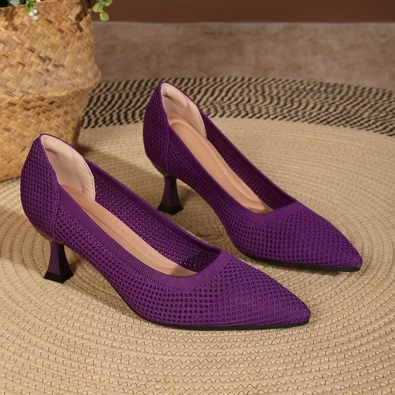 Women's Breathable Sexy Knit Heels