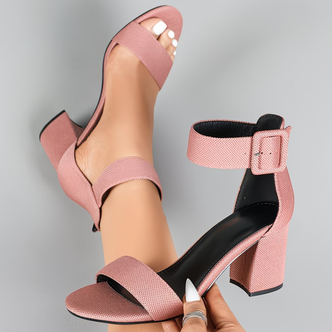 Women's Adjustable Ankle Strap Chunky Heels