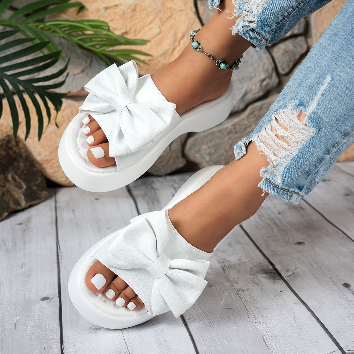 Women's Elegant Bow Thick-Soled Sandals