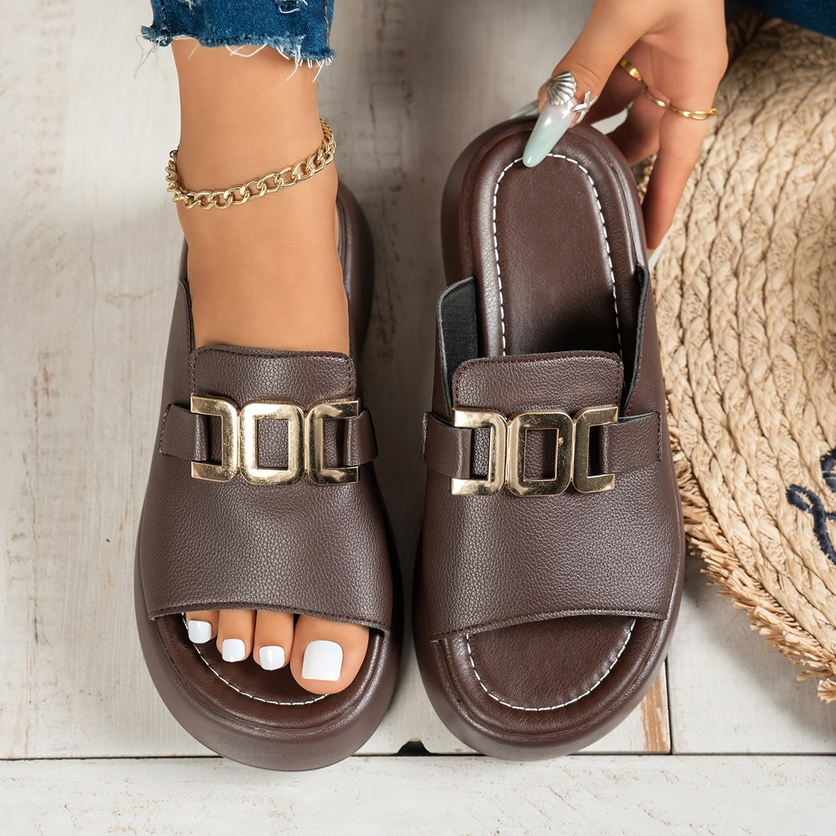 Women's Premium Buckle Slippers