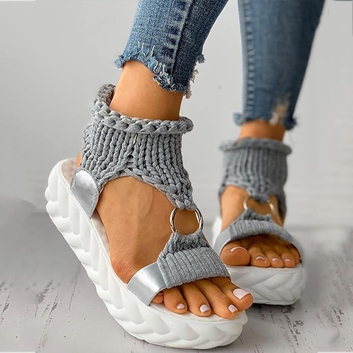 Women's Knitted Platform Sandals