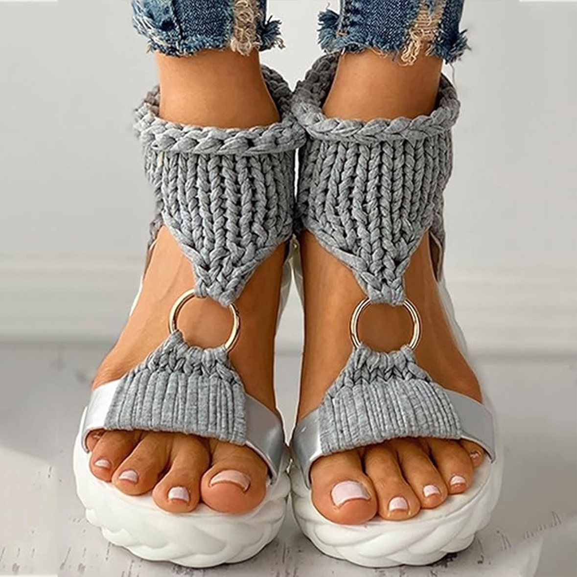 Women's Knitted Platform Sandals