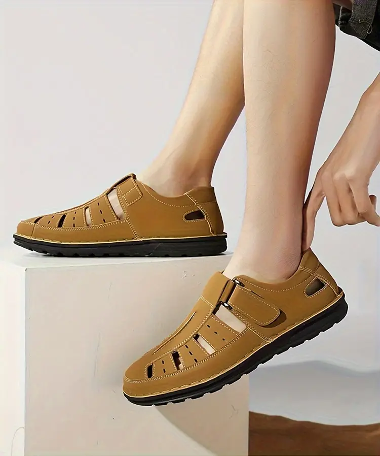 mens solid colour breathable sandals comfy non slip durable rubber sole beach water shoes for mens outdoor activities summer men s shoes details 7