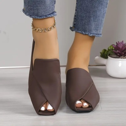 Stylish Square Toe Chunky Low Heels