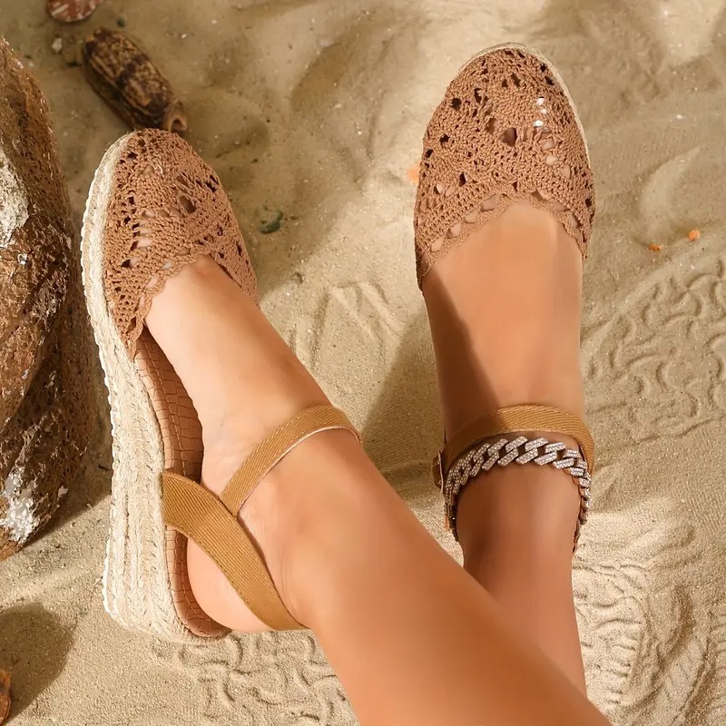 Stylish Breathable Mesh Chunky Heel Sandals