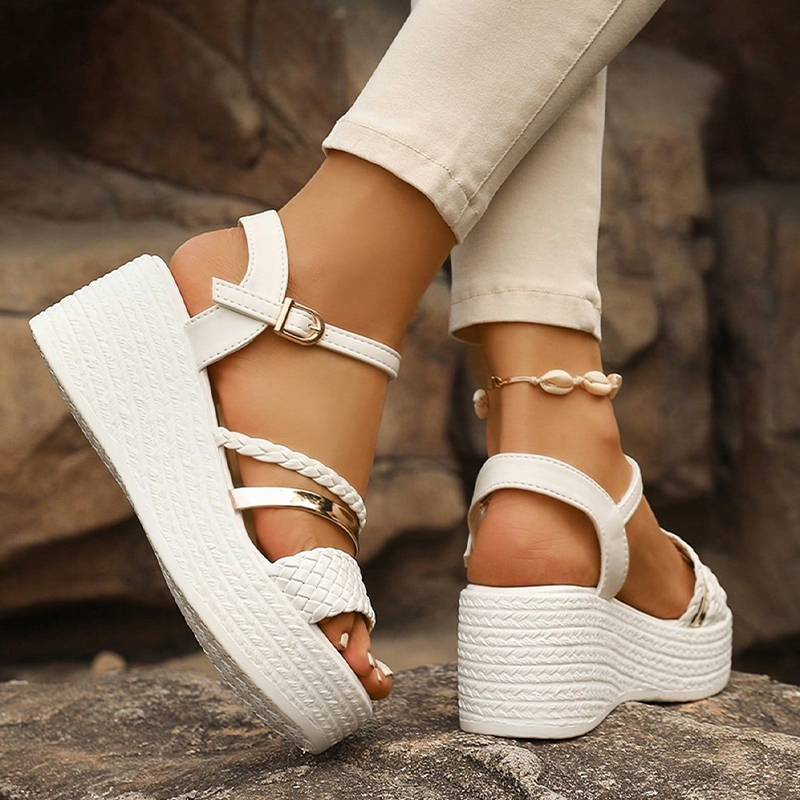 Women's Woven Strap Platform Wedge Sandals