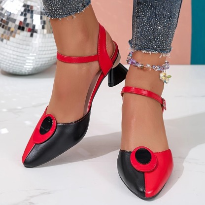 Women's Color Block Pointed Toe Heels