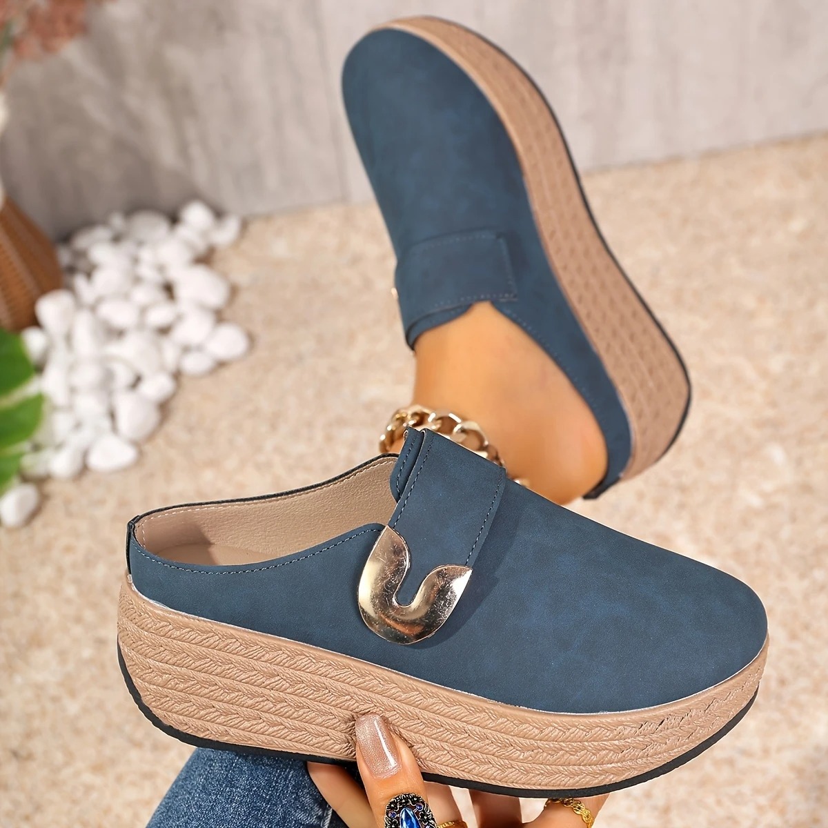Women's Thick Platform Half-Slip Sandals