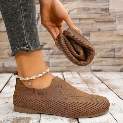Breathable Knit Slip-On Flats