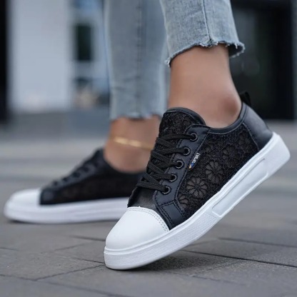 Women's Floral Lace-Up Casual Shoes