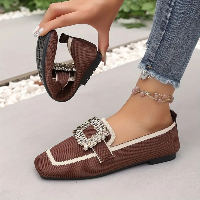 Women's Elegant Crystal Slip Flats