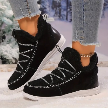 Women's Fluffy Plush Patchwork Boots