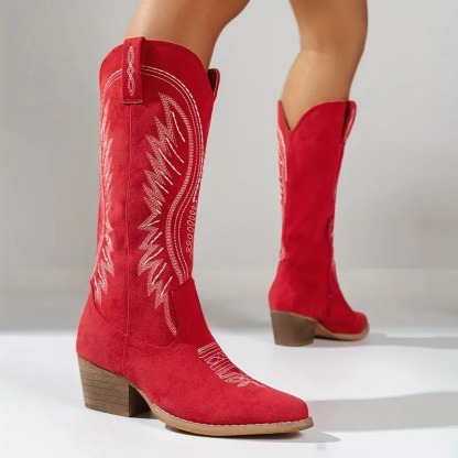 Womens Chunky Heel Cowboy Boots