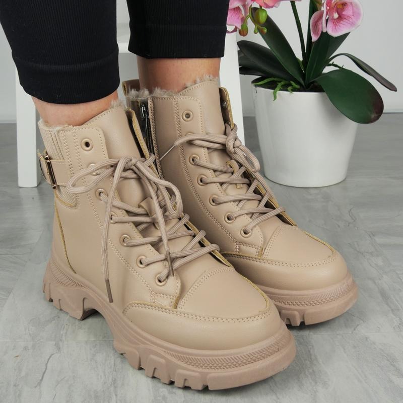Women's Faux Fur Lace-Up Zip Boots