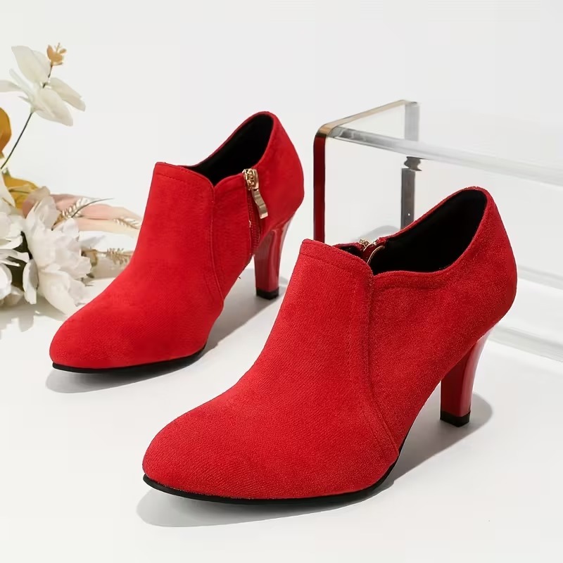 Women's Golden Zipper Ankle Boots