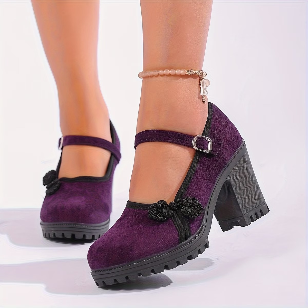 Women's Vintage Chunky Heel Flat Shoes